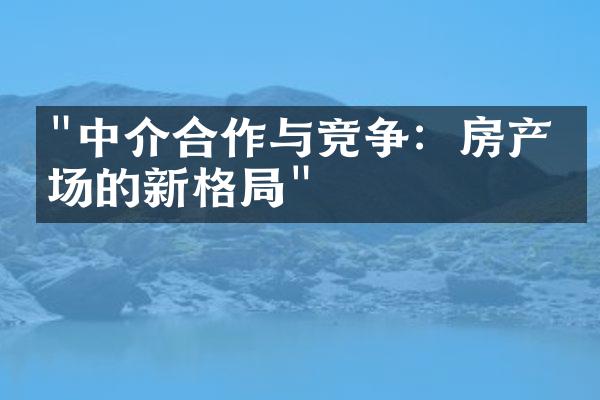 "中介合作与竞争：房产市场的新格局"