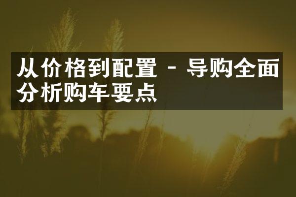 从价格到配置 - 导购全面分析购车要点