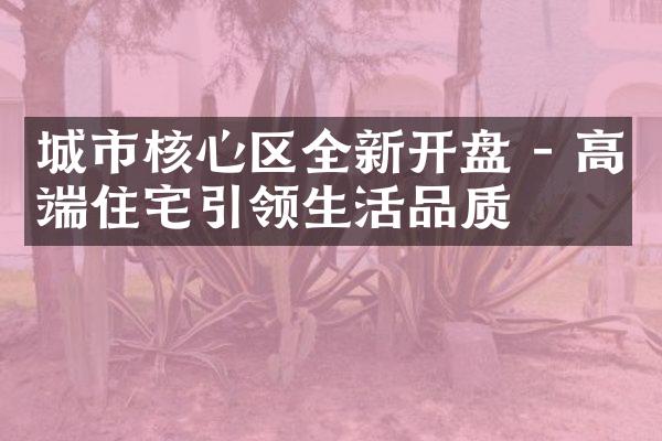 城市核心区全新开盘 - 高端住宅引领生活品质