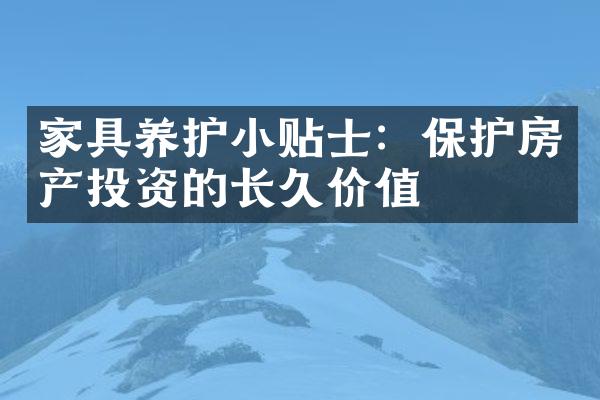 家具养护小贴士：保护房产投资的长久价值