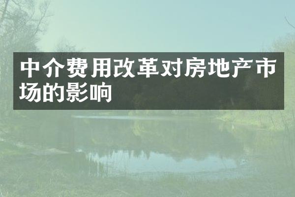 中介费用改革对房地产市场的影响