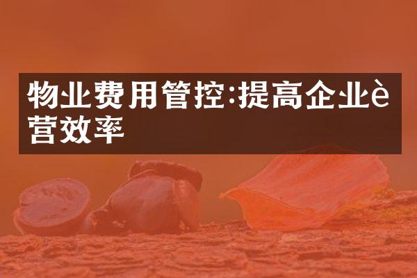 物业费用管控:提高企业运营效率