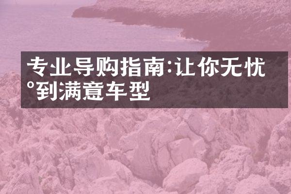 专业导购指南:让你无忧买到满意车型