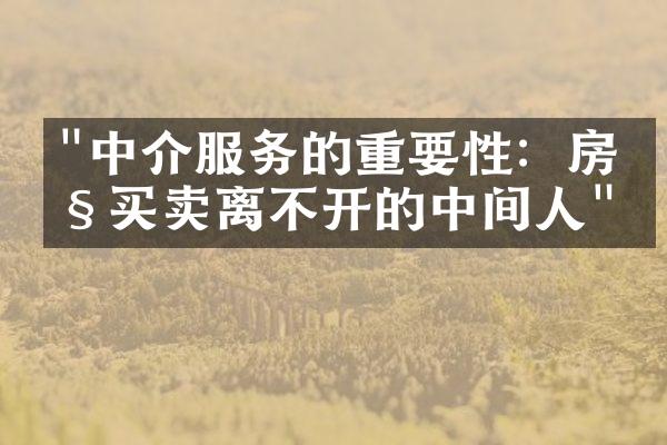 "中介服务的重要性：房产买卖离不开的中间人"