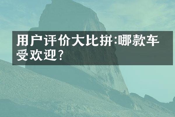 用户评价大比拼:哪款车最受欢迎?