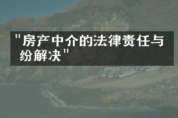 "房产中介的法律责任与纠纷解决"