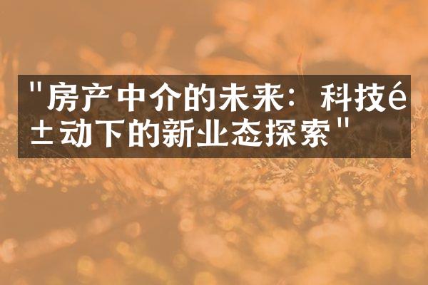 "房产中介的未来：科技驱动下的新业态探索"