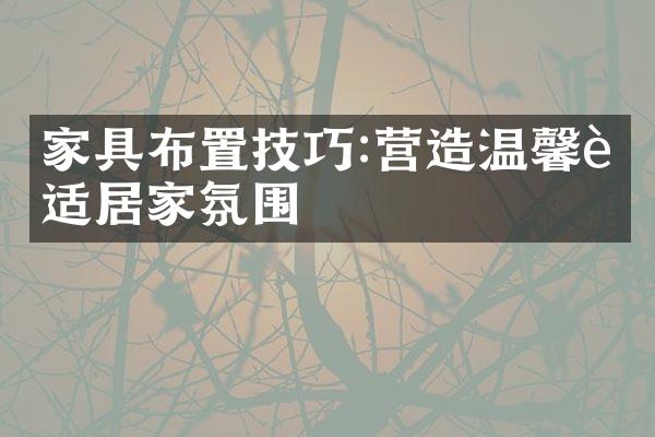 家具布置技巧:营造温馨舒适居家氛围