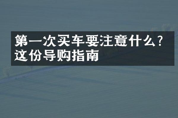 第一次买车要注意什么?看这份导购指南