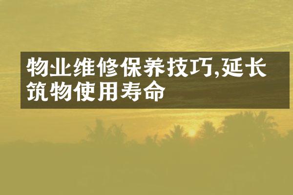 物业维修保养技巧,延长建筑物使用寿命