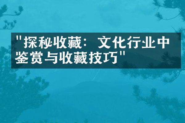 "探秘收藏：文化行业中的鉴赏与收藏技巧"