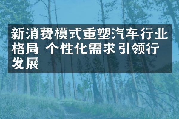 新消费模式重塑汽车行业格局 个性化需求引领行业发展