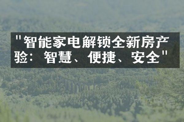 "智能家电解锁全新房产体验：智慧、便捷、安全"