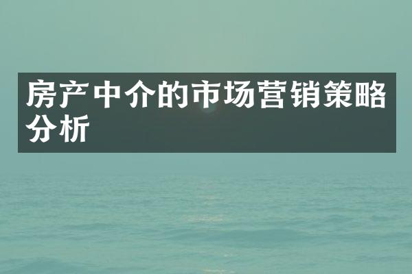 房产中介的市场营销策略分析