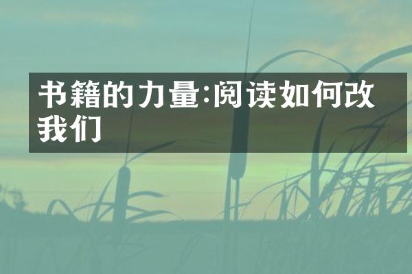 书籍的力量:阅读如何改变我们