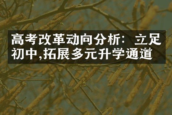 高考改革动向分析：立足初中,拓展多元升学通道