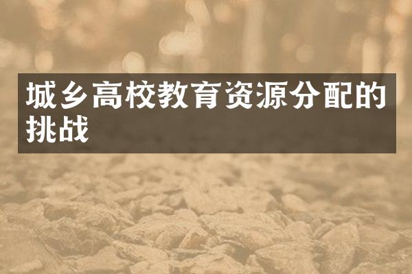 城乡高校教育资源分配的挑战