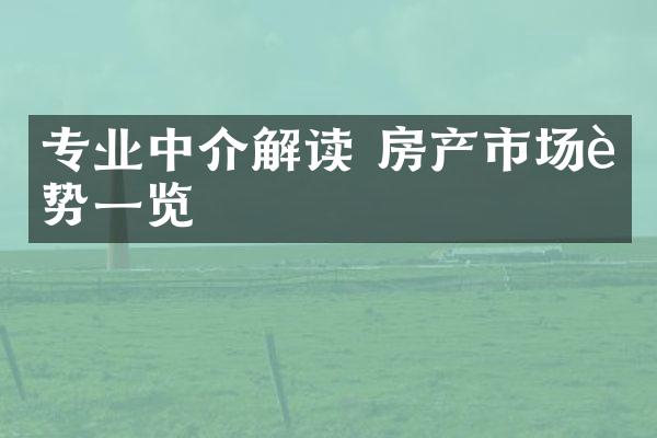 专业中介解读 房产市场趋势一览