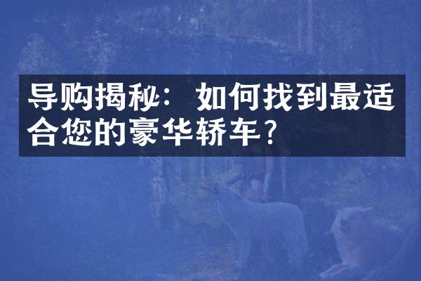 导购揭秘：如何找到最适合您的豪华轿车？