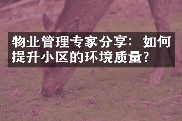 物业管理专家分享：如何提升小区的环境质量？