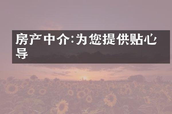 房产中介:为您提供贴心指导